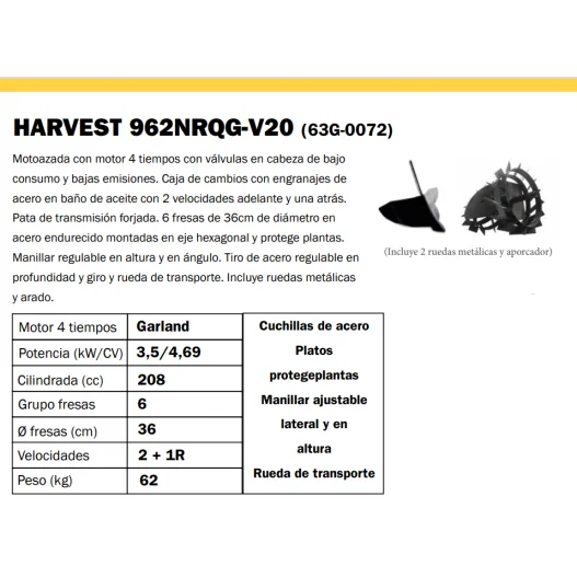 Motoazada a gasolina 208cc Garland... Motoazada a gasolina 208cc Garland...