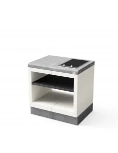 ​Modulo Bancada Kitaway Blanco y Gris con Placa Smeg con 84 x 63 x 86h cm
