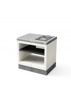 ​Modulo Bancada Kitaway Blanco y Gris con Placa Smeg con 84 x 63 x 86h cm