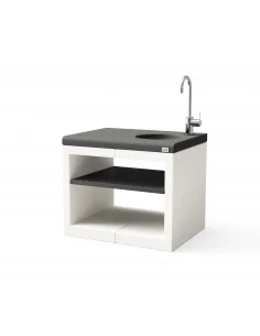 ​Modulo Bancada Kitaway con Fregadero y Grifo Blanco y Negro con 84 x 63 x 71h cm