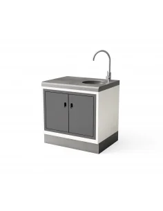 ​Modulo Bancada Kitaway fregadero y puertas en Blanco y Gris con 84 x 63 x 86h cm
