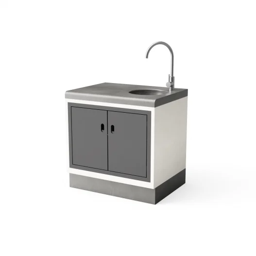 ​Modulo Bancada Kitaway fregadero y puertas en Blanco y Gris con 84 x 63 x 86h cm