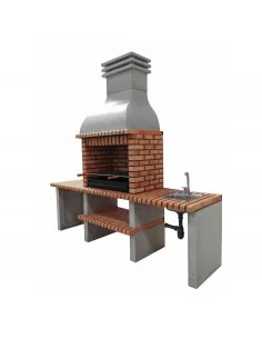 Barbacoa Altea Plus en hormigón y ladrillo con bancada y fregadero