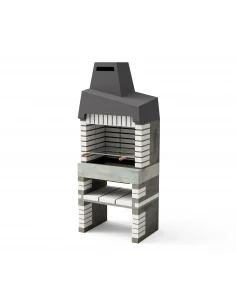 Barbacoa California en ladrillo blanco y hormigón con 86,5 x 58 x 215h cm