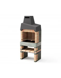 Barbacoa California en ladrillo naranja y hormigón con 86,5 x 58 x 215h cm