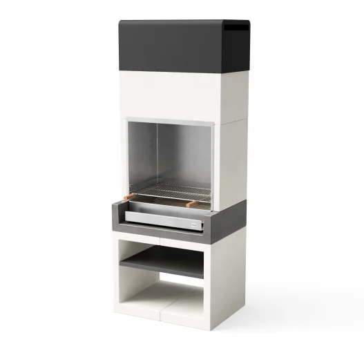 Barbacoa Kitaway Blanco y Gris con 84 x 63 x 223h cm Cajon en acero inoxidable Barbacoa Kitaway Blanco y Gris con 84 x 63 x 223h cm Cajon en acero inoxidable