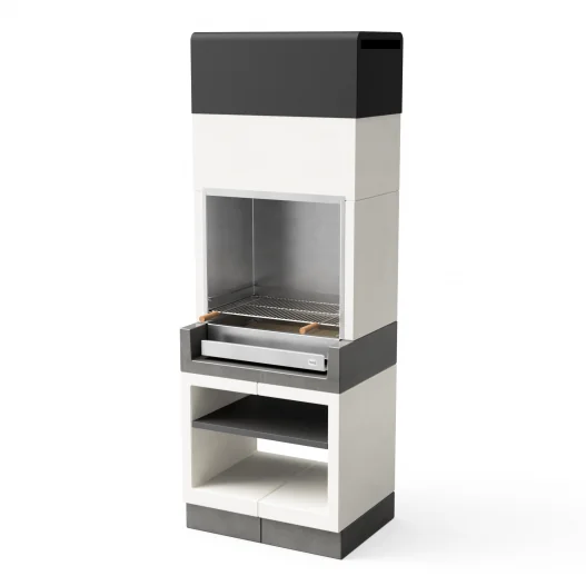 Barbacoa Kitaway Blanco y Gris con rodapé y cajon en acero inoxidable Barbacoa Kitaway Blanco y Gris con rodapé y cajon en acero inoxidable