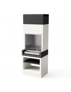 Barbacoa Kitaway Blanco y negro con cajon acero inoxidable