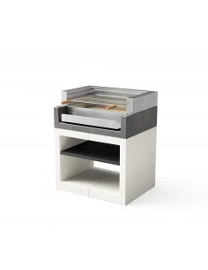 Barbacoa Kitaway Grill Blanco y Gris con cajón en acero inoxidable con 84 x 63 x 101h cm