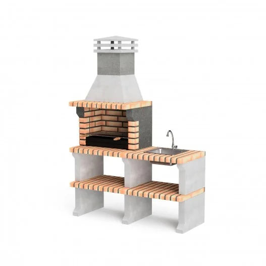 Barbacoa Liz en hormigón y ladrillo con bancada y fregadero Barbacoa Liz en hormigón y ladrillo con bancada y fregadero