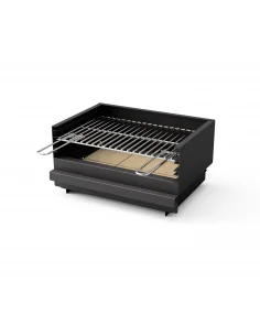 Cajon Plan con 47 x 36,5 x 25,5h cm en acero negro con parrilla niquelada