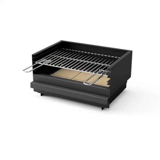 Cajon Plan con 47 x 36,5 x 25,5h cm en acero negro con parrilla niquelada