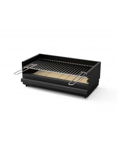 Cajon Plan con 67 x 36 x 25h cm en acero negro con parrilla niquelada