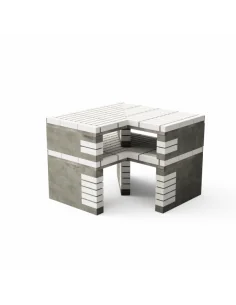 Modulo bancada CALIFORNIA esquina en hormigón y ladrillo blanco