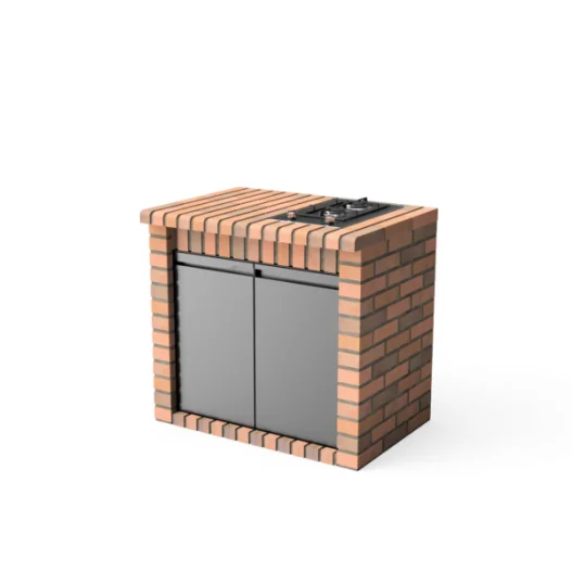 Modulo bancada VOLTERRA con placa gas 2 quemadores, com puerta