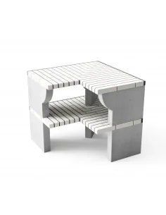 Modulo bancada de esquina Bailen en ladrillo blanco y hormigón