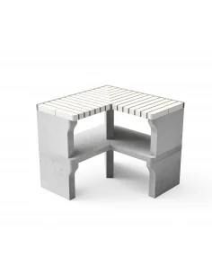 Modulo bancada de esquina New Iberia en ladrillo blanco y hormigón