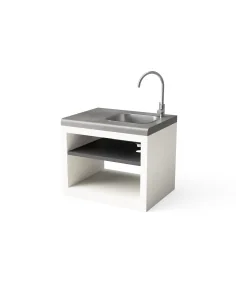 Modulo Bancada Kitaway Blanco y Gris con fregadero en acero inoxidable 84 x 63 x 71h cm