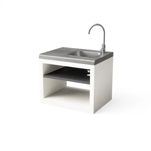 Modulo Bancada Kitaway Blanco y Gris con fregadero en acero inoxidable 84 x 63 x 71h cm