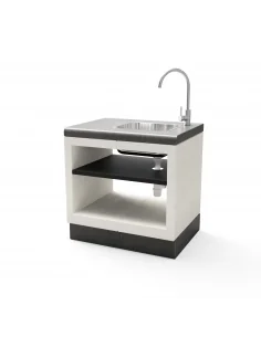 Modulo Bancada Kitaway Blanco y Gris con fregadero en acero inoxidable 84 x 63 x 85h cm