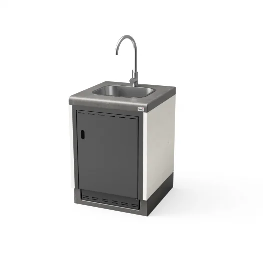 Modulo Bancada Kitaway Blanco y Gris con fregadero en acero inoxidable con 61 x 63 x 86h cm