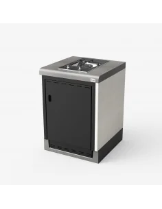 Modulo Bancada Kitaway Blanco y Gris con Placa Gas Smeg con 61 x 63 x 86h cm