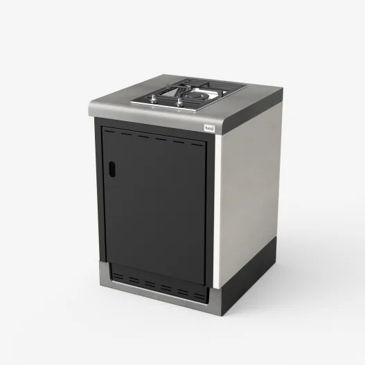 Modulo Bancada Kitaway Blanco y Gris con Placa Gas Smeg con 61 x 63 x 86h cm