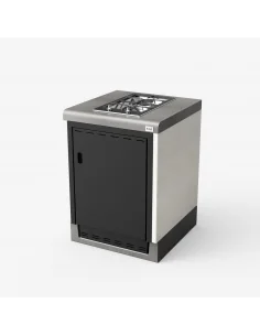 Modulo Bancada Kitaway Blanco y Gris con Placa Gas Smeg con 61 x 63 x 86h cm