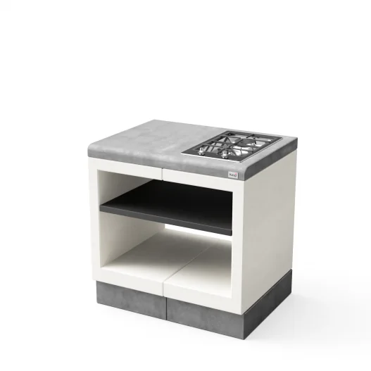 Modulo Bancada Kitaway Blanco y Gris con Placa Gas Smeg con 84 x 63 x 86h cm