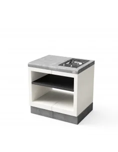 Modulo Bancada Kitaway Blanco y Gris con Placa Gas Smeg con 84 x 63 x 86h cm