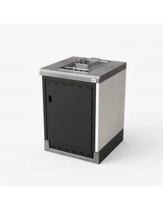 Modulo Bancada Kitaway Blanco y Gris con Placa Smeg con 61 x 63 x 86h cm