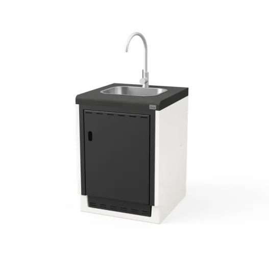 Modulo Bancada Kitaway Blanco y Negro con fregadero en acero inoxidable 61 x 63 x 86h cm