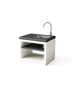 Modulo Bancada Kitaway Blanco y Negro con fregadero en acero inoxidable 84 x 63 x 71h cm