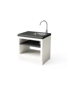 Modulo Bancada Kitaway Blanco y Negro con fregadero en acero inoxidable 84 x 63 x 86h cm