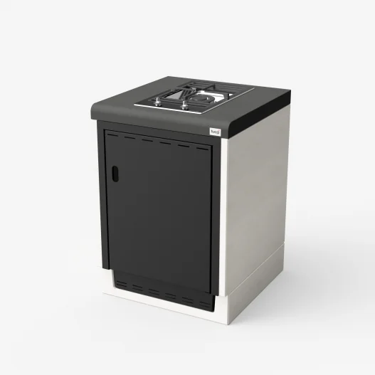 Modulo Bancada Kitaway Blanco y Negro con Placa Gas Smeg con 61 x 63 x 86h cm