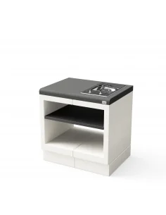 Modulo Bancada Kitaway Blanco y Negro con Placa Gas Smeg con 84 x 63 x 86h cm