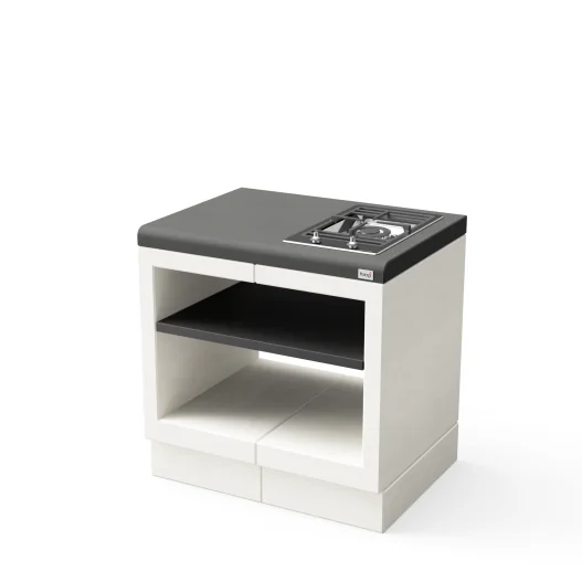 Modulo Bancada Kitaway Blanco y Negro con Placa Gas Smeg con 84 x 63 x 86h cm