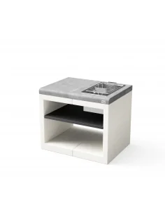Modulo Bancada Kitaway con Placa Smeg Blanco y Gris