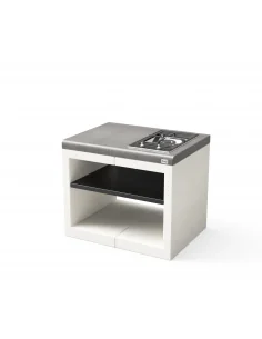 Modulo Bancada Kitaway con Placa Smeg Blanco y Gris