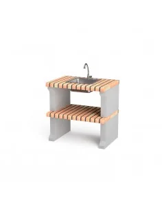 Modulo Bancada Liz/Alcoa Ladrillo y Hormigón con fregadero