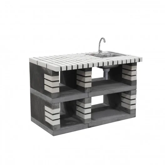 Modulo Bancada Pan American en ladrillo blanco y hormigón