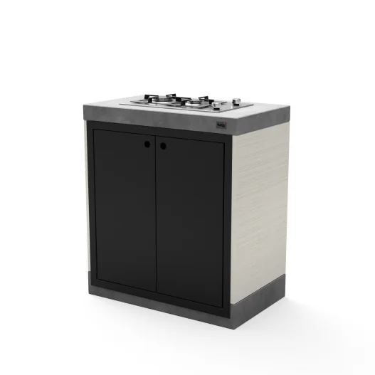 Módulo bancada Plan/Venit en hormigón con Placa Teka EFX 30.1 2G, rodapé y puertas