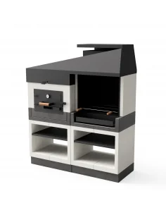 Pack Barbacoa + Horno Kitaway Otte Blanco y Gris con 168 x 63 x 206h cm