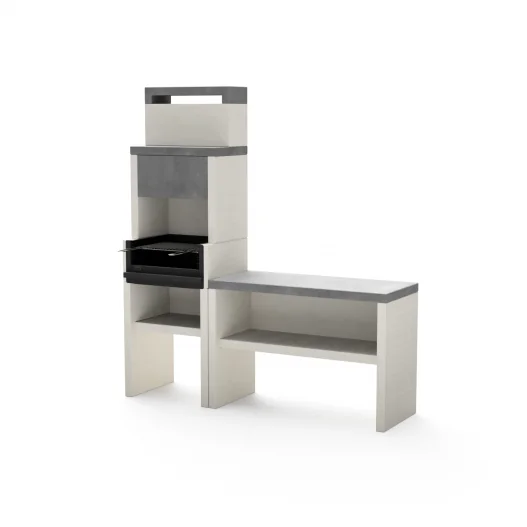 Pack Barbacoa de hormigón Venit Flex Leña y Carbón 59 cm + Bancada 110 cm