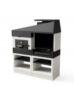 Pack Barbacoa Kitaway + Horno en Blanco y Negro con rodape