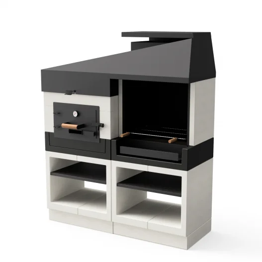 Pack Barbacoa Kitaway + Horno en Blanco y Negro con rodape