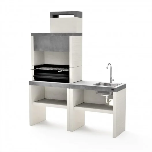 Pack Barbacoa Plan 1 Leña y Carbon 78 cm + Bancada Fregadero 78 cm