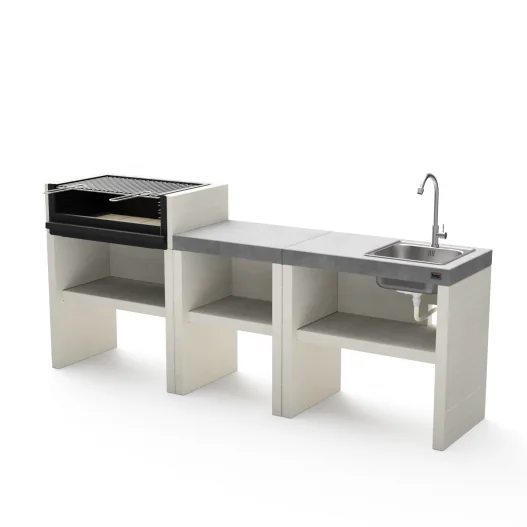 Pack Barbacoa Venit Flex 78 cm Carbon y Leña + Bancada 59 cm + Bancada fregadero 78 cm