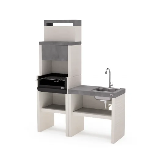 Pack Barbacoa Venit Flex Plus Hotte Carbon y Leña 59 cm + Bancada fregadero 78 cm