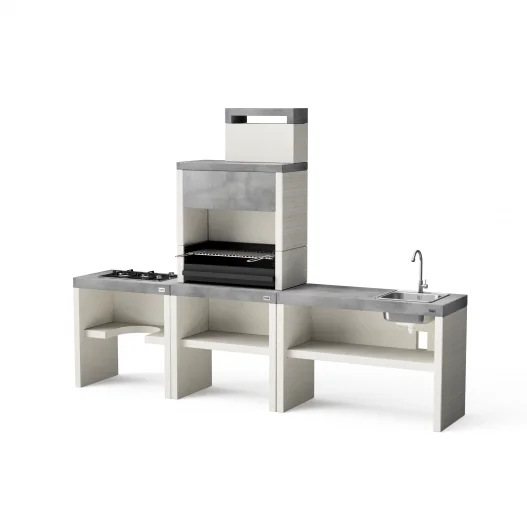 Pack Plan 1 Full Leña y Carbon 78 cm + Modulo Bancada 78 cm + Modulo Fregadero 110 cm